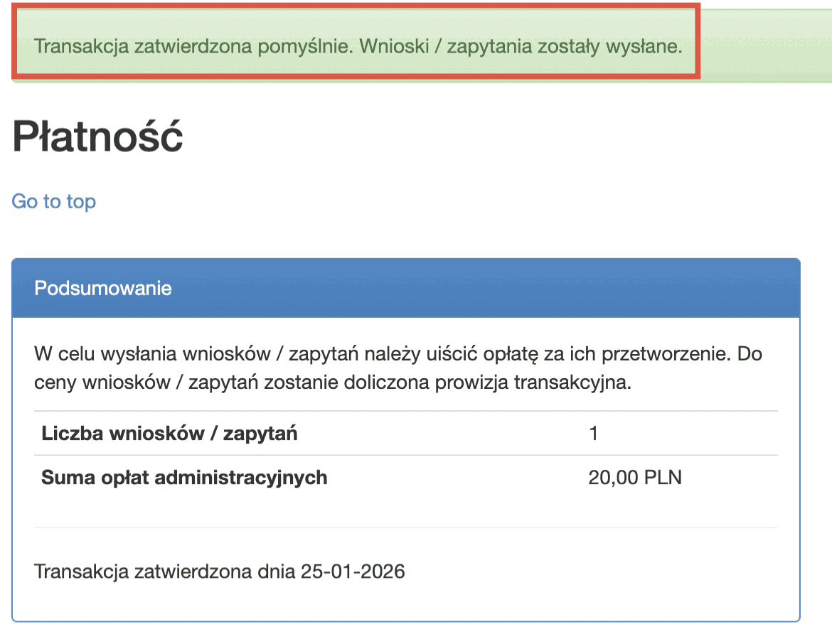 Сторінка Płatność із підтвердженням транзакції